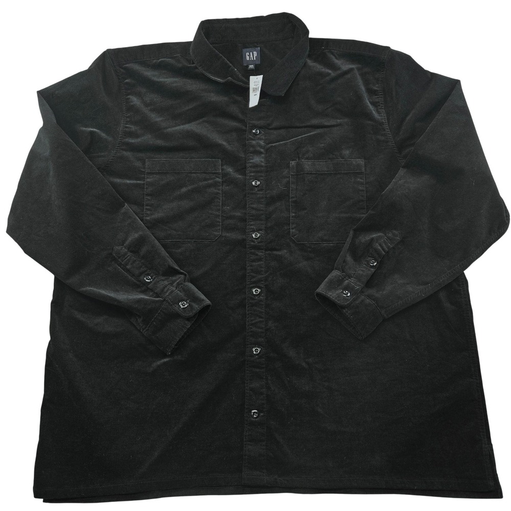 Gap Shirt Mens 3XL Black Long Sleeve Button Up Corduroy Pockets Relaxed Fit